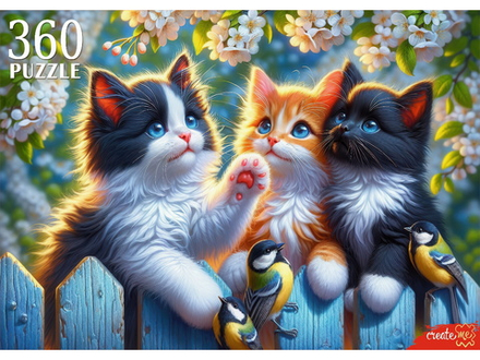 Пазлы 360 элементов 500*340мм. "Котята с синичками"
