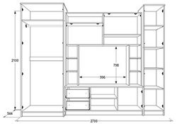 Гостиная "Александра 10" (ясень анкор темный/ясень анкор светлый), ЛДСП, Фант-мебель, г. Волжск