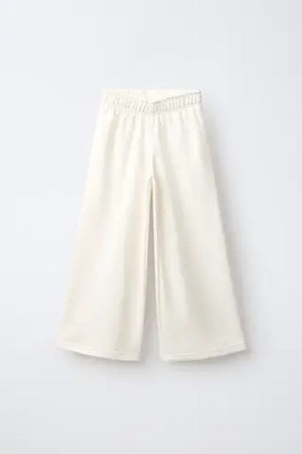 ZARA БРЮКИ WIDE LEG С НАШИВКАМИ-ЗВЕЗДАМИ, ПЕСОЧНЫЙ