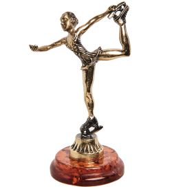 Народные промыслы AM-1386 Фигурка «Фигуристка» (латунь, янтарь)