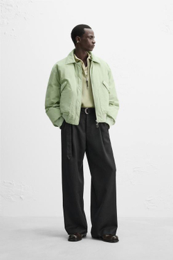 ZARA X NANUSHKA СТЕГАНАЯ КУРТКА-БОМБЕР, ЦВЕТ МОРСКОЙ ВОЛНЫ