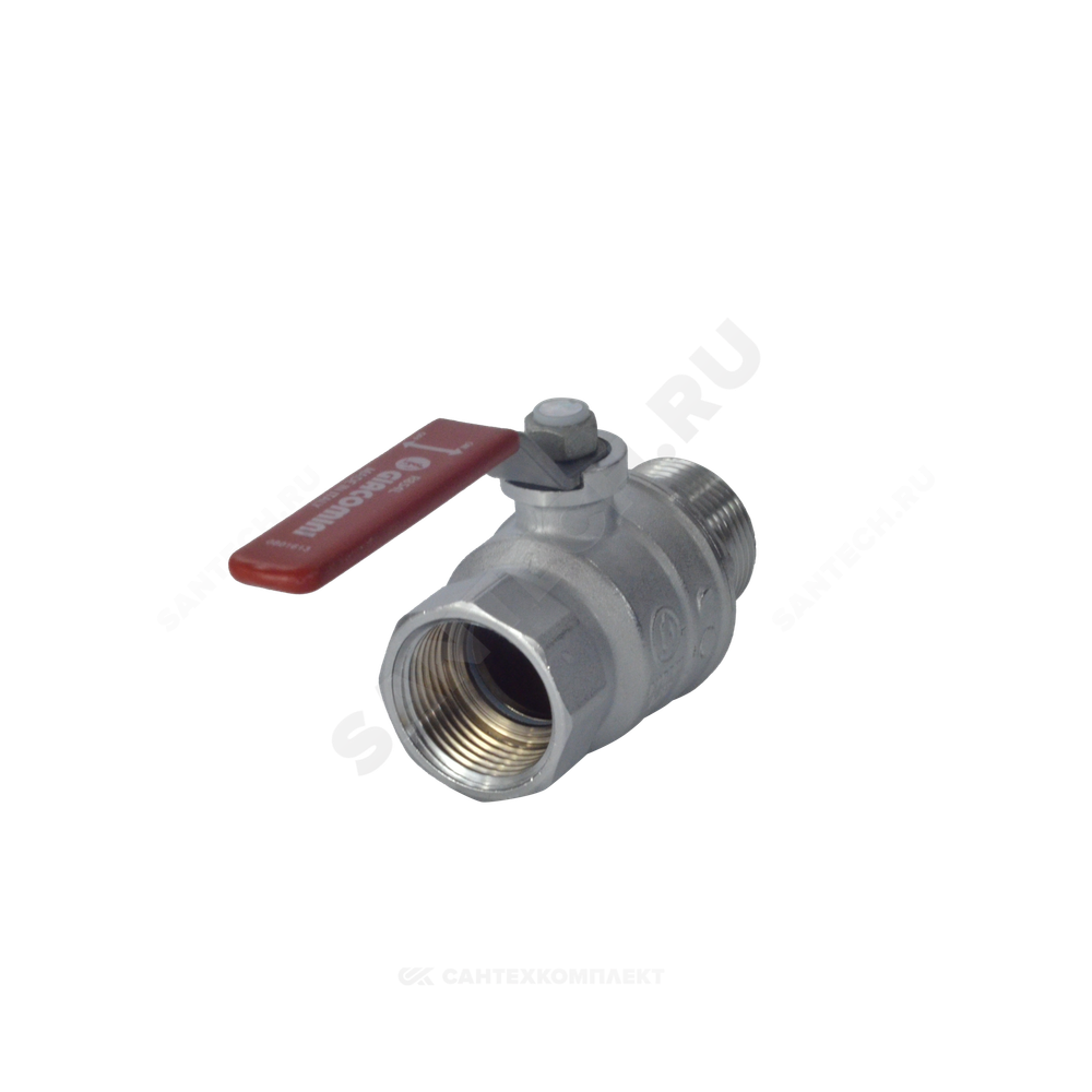 Кран шаровой латунь хром R854L Ду 20 Ру42 ВР/НР полнопроходной рычаг красный Giacomini R854LX024