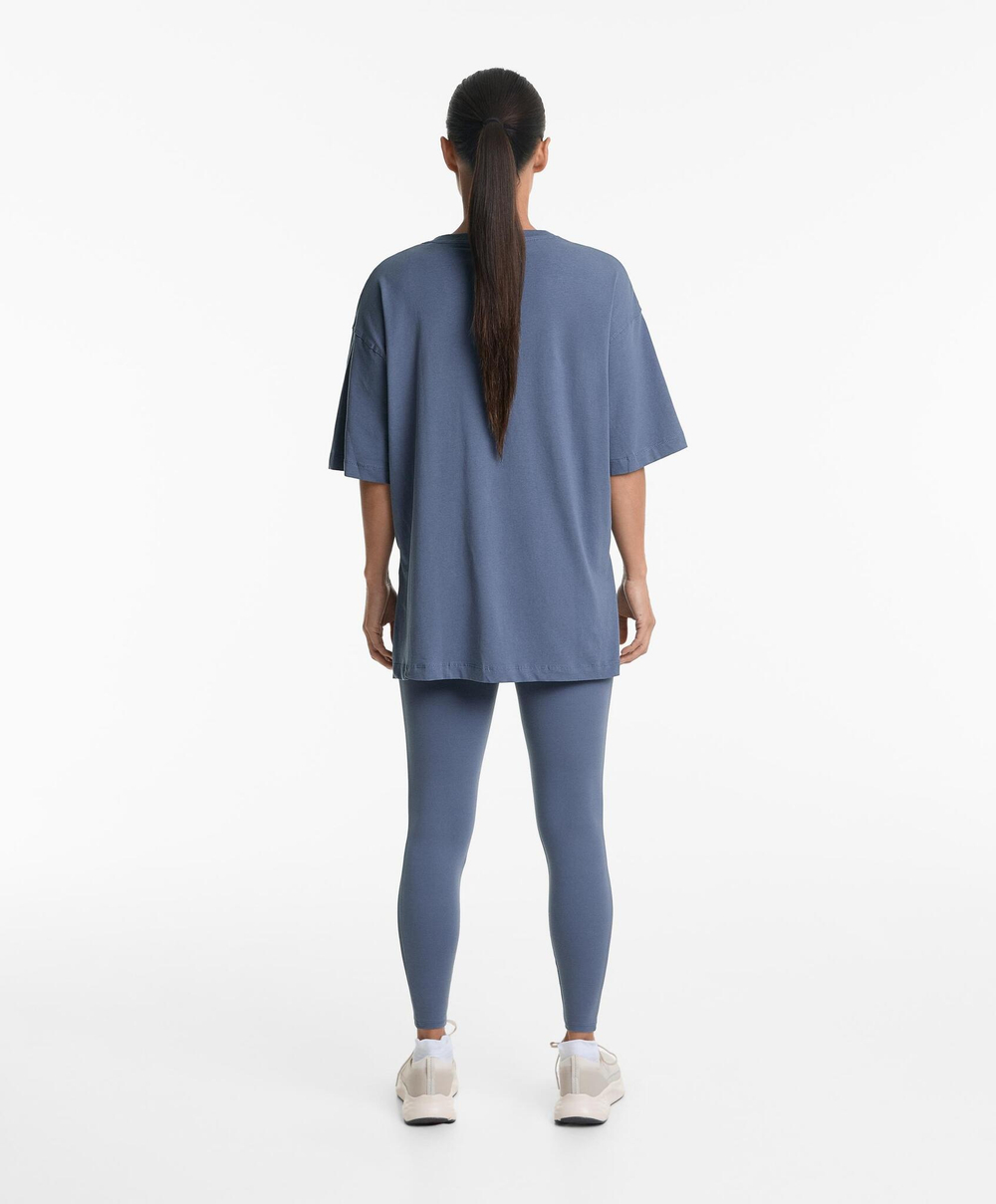 Oysho Футболка из смесового хлопка, стальной синий