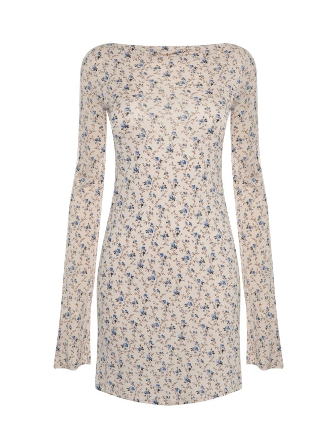 Платье мини LONG SLEEVE BLUE ROSE