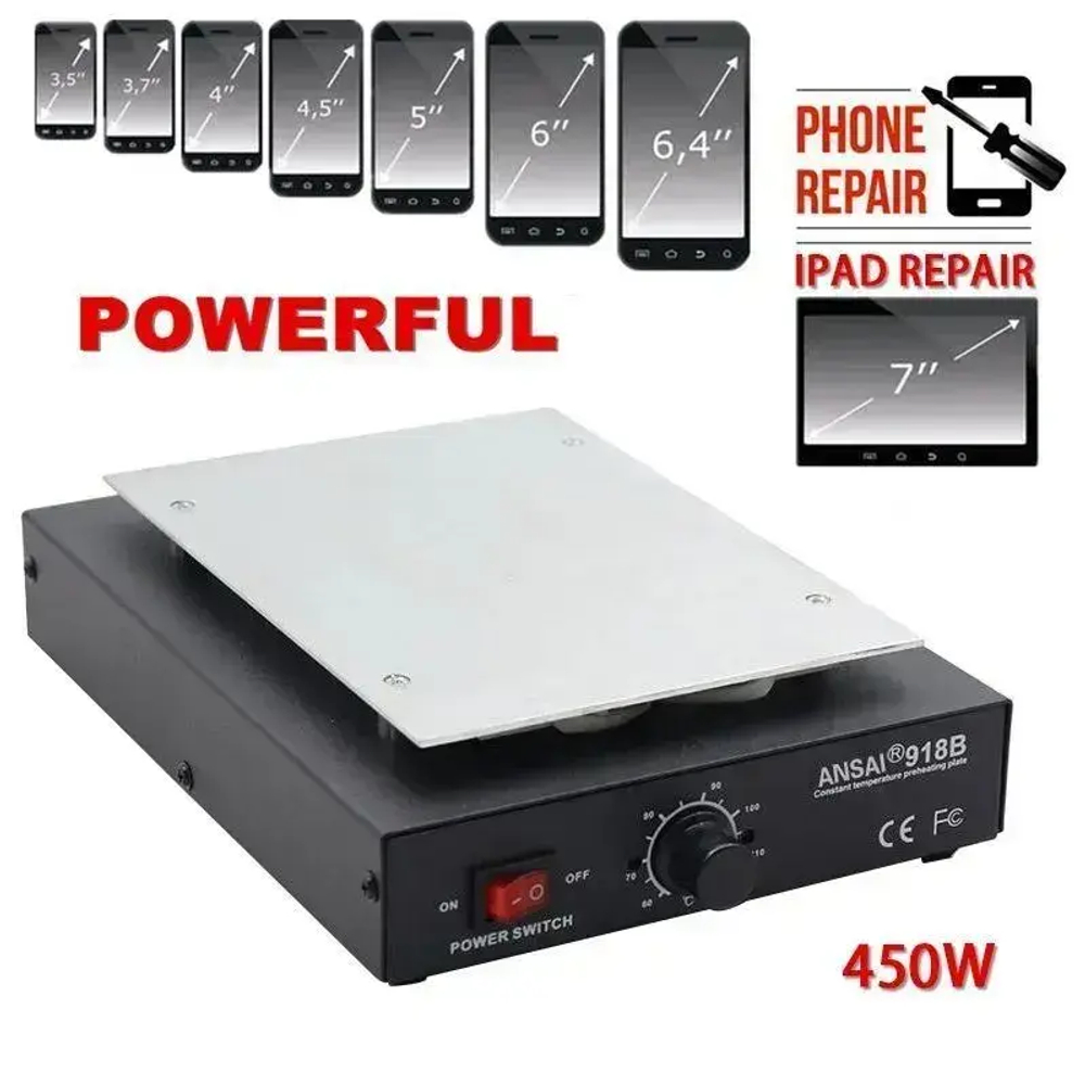 450W прочный 7 - дюймовый сепаратор экрана телефона , равномерное всасывание, температура нагрева 0 - 55