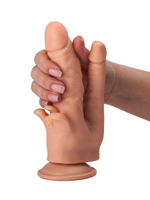 Фаллоимитатор на присоске для тройной стимуляции - 19,5 см. (Цвет: телесный)