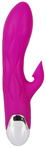 Лиловый вибратор-кролик Super Soft Silicone Sucking Vibrator - 20 см.