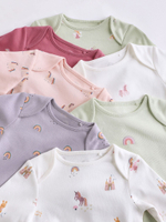 Боди с длинным рукавом для малышей Next N95-304, 7 шт., Белый, Розовый, Салатовый