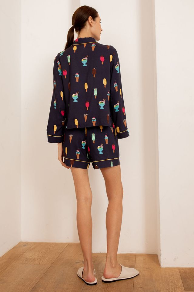 Рубашка с длинным рукавом с ярким принтом