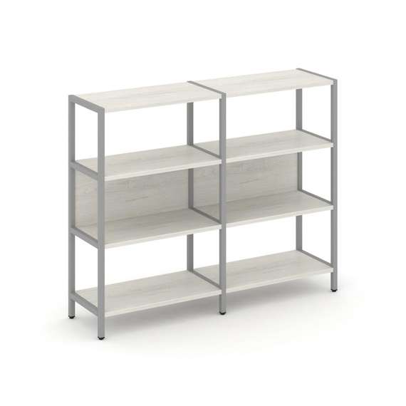 Shelf System Двухсекционный стеллаж трехярусный SN.STM-321 Дуб Наварра/Металл Серый 1590*400*1246