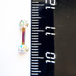 Микроштанга 6 мм для пирсинга уха "Двойной радужный кристалл". Медицинская сталь
