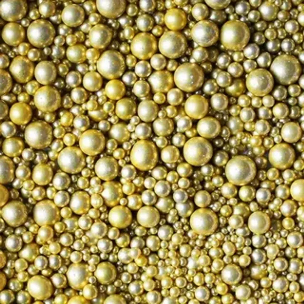 Шарики сахарные золото микс размеров. 50 гр
