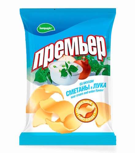 Чипсы "Премьер" 70г. Сметана и лук Белпродукт