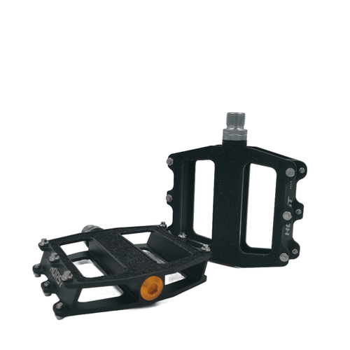 Педали алюминий H150 широкие ось Cr-Mo на промах со шкуркой, 90*105*18мм, 375г черные HORST