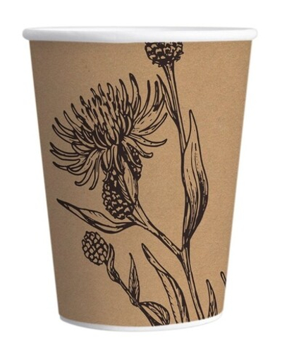 Стакан бумажный 250мл ГН 80мм КРАФТ БОТАНИКА (50/1000) SaaMi 111 317