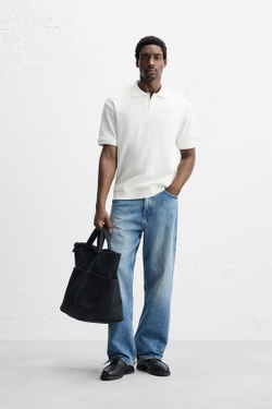 ZARA ПОЛО, ЖЕЛТОВАТО-БЕЛЫЙ