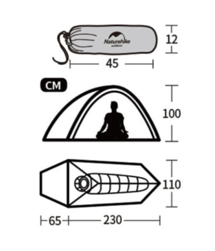 Палатка Naturehike Cloud Up Si 1-местная, алюминиевый каркас, сверхлегкая, серо-красная, NH18T010-T-DLG