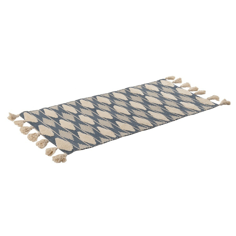 Ковер из хлопка синего цвета Argyle Ethnic 70х160 см