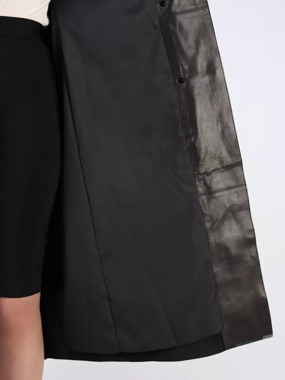 Кожаный тренч длинный с поясом плащ на осень