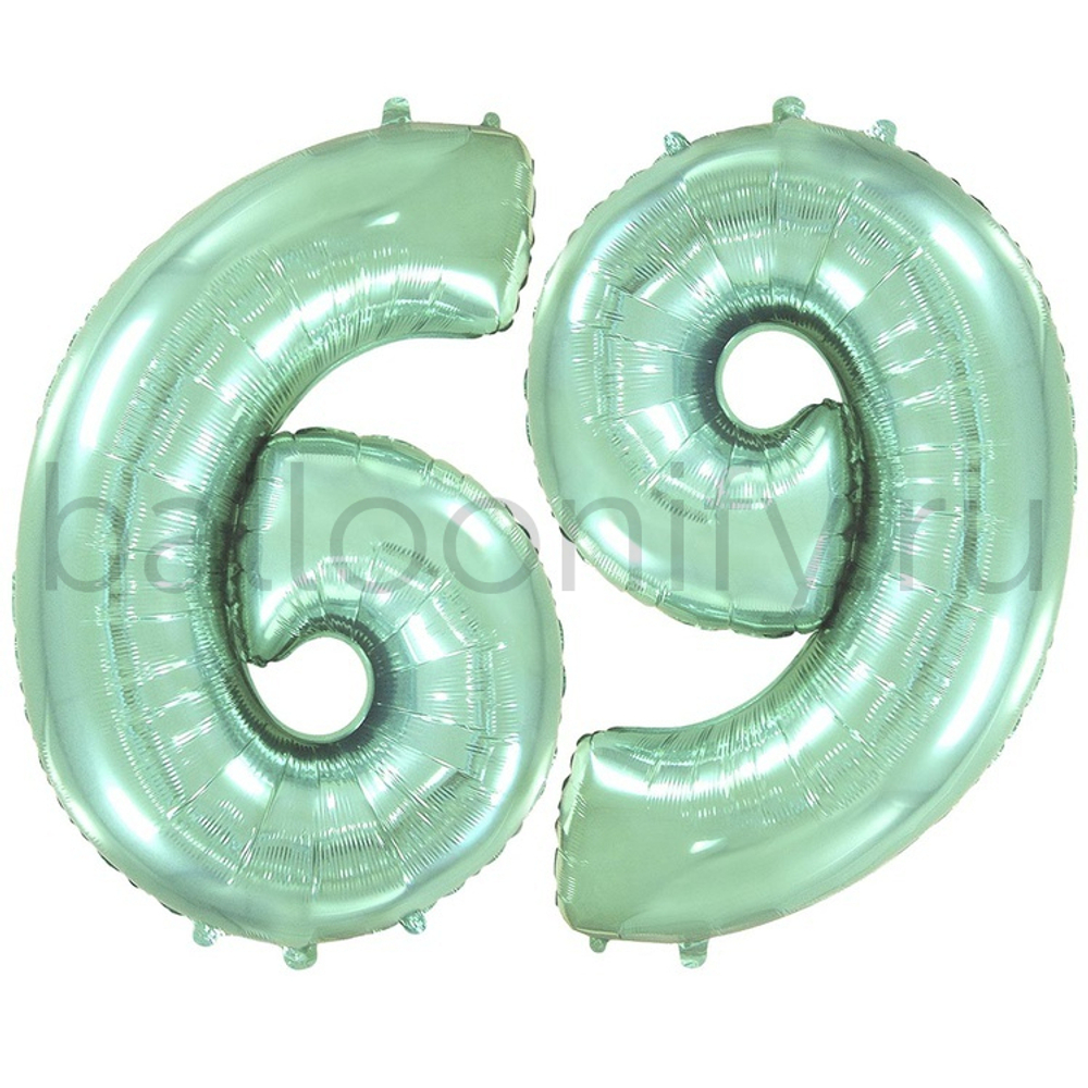 Шар ЦИФРА 6/9 Пастель Mint 40" 102 см