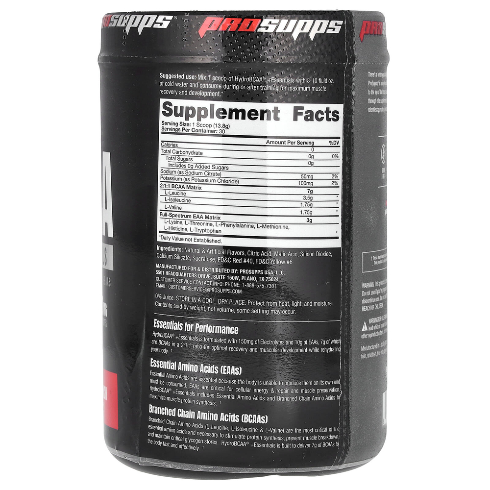 ProSupps, Hydro BCAA +Essentials, добавка с электролитами и аминокислотами, фруктовый пунш, 414 г (14,6 фунтов)