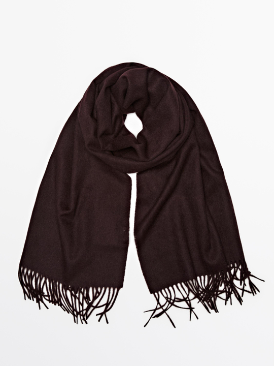 Massimo Dutti Шарф из смесовой шерсти, бордо