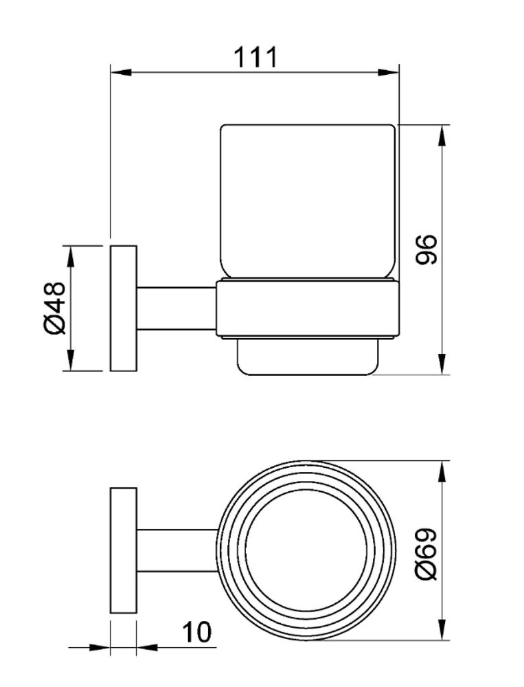 Стаканчик для зубных щеток стекло/латунь SIENA 16356.B глянцевый