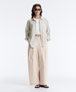 Oysho Зауженные брюки из 100% хлопка со складками, норка