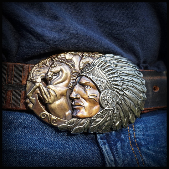 Пряжка для ремня "Вождь" , биметалл