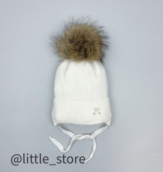 Шапка зимняя "Бантик" Молочная