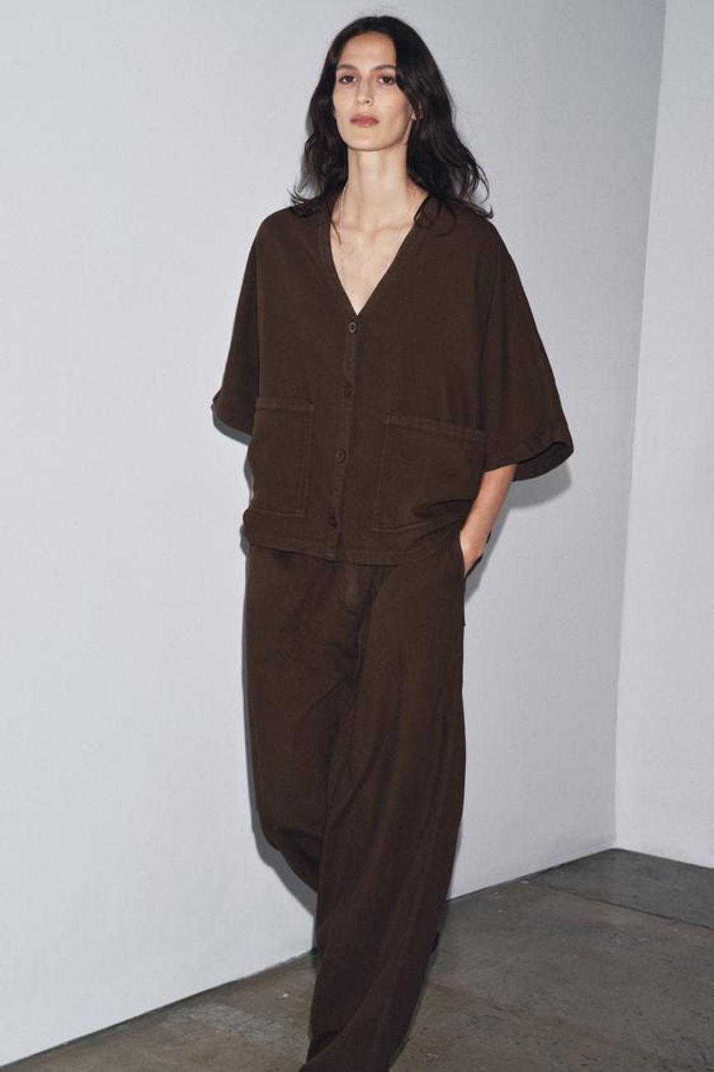 ZARA БРЮКИ-ДЖОГГЕРЫ — ZW COLLECTION, КОРИЧНЕВЫЙ