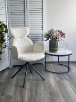 Стул М-City DISAUR Варди (Vardy) поворотный на 360 градусов, Белый букле Xd841-01, Серый