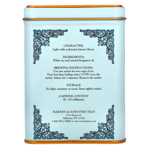 Harney & Sons, HT Tea Blends, смесь чая с белым бергамотом, 20 пакетиков, 40 г (1,4 унции)