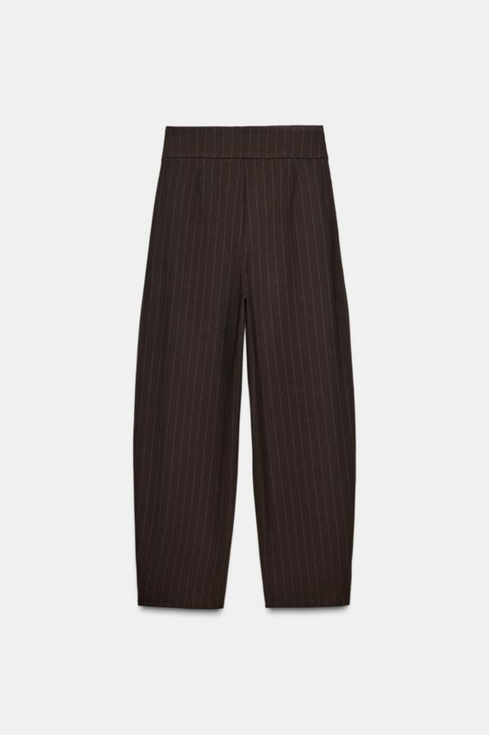 ZARA БРЮКИ BALLOON В ПОЛОСКУ С ЗАЩИПАМИ, КОРИЧНЕВЫЙ/ЭКРЮ