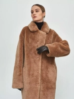 Шуба чебурашка длинная из овечьей шерсти, SilverFox (арт.S1072rm09bz)