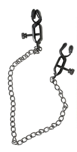 Чёрные зажимы на соски Nipple clamps с цепочкой