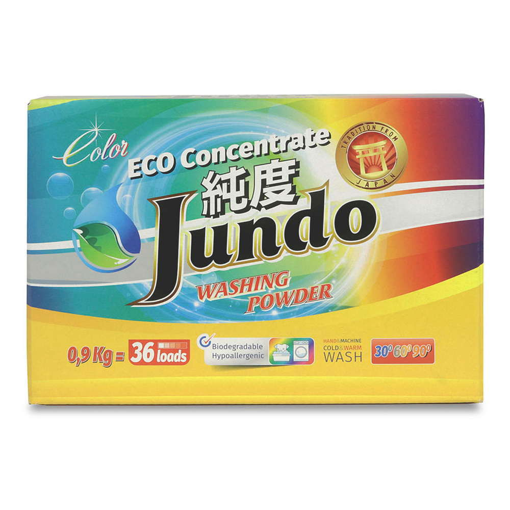 JUNDO 0,9кг Стир/пор «Color» для Цветного белья Концентрированный Экологичный (36стирок)*8