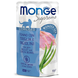 Monge Supreme sterilized cat для кошек с кефалью и зелёной фасолью 80г