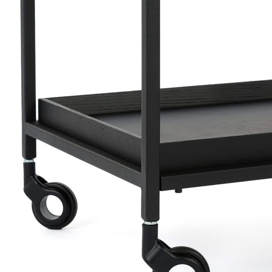 Кофейный стол Dumbo 41х41 на колесиках черный металл и дерево