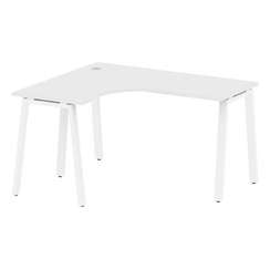 Metal System Стол криволинейный левый на А-образном м/к БА.СА-3 (L) Белый/Металл Белый 1400*1200*750