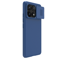 Чехол синего цвета с защитной шторкой для задней камеры на Xiaomi Poco X6 Pro 5G и Redmi K70E от Nillkin, серия CamShield Case