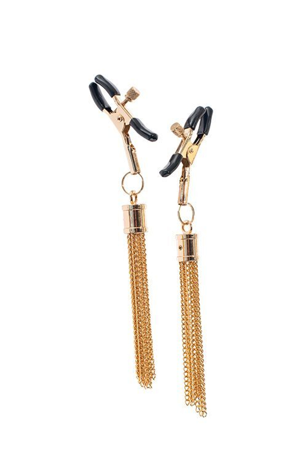 Золотистые зажимы для сосков PREMIUM NIPPLE CLAMPS WITH TASSLE (Цвет: золотистый)