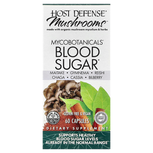 Host Defense, Mushrooms™, MycoBotanicals®, кровяной сахар, 60 капсул