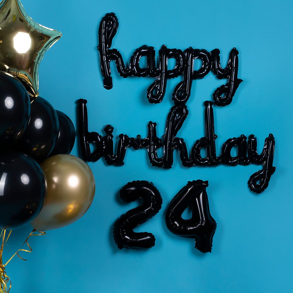 Шар с клапаном (16''/41 см) Мини-цифра, 2, Черный, 1 шт.