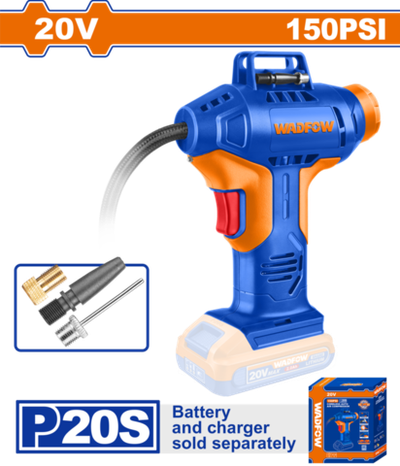 Компрессор автомобильный аккумуляторный 20В 10.5 Бар (4) WADFOW WLN2520