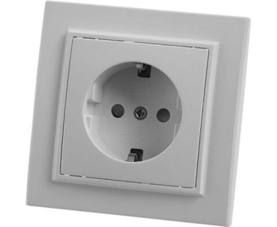 Розетка 1-местная с/з, серия Эрна, PST16-9010-01, белый STEKKER 39050