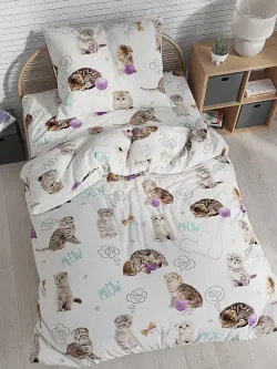 Наволочка комплект 2шт перкаль Сказка "Пушистики" 30х30 см на молнии