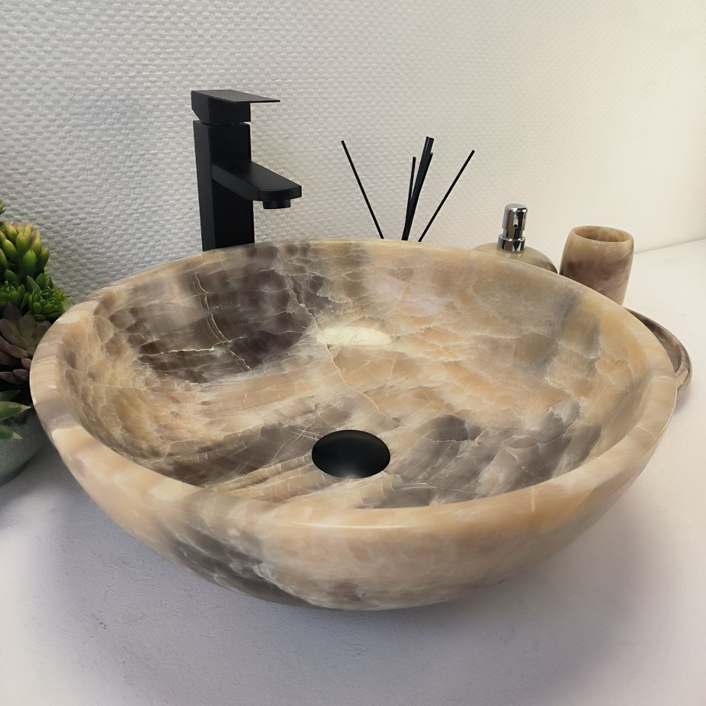 Раковина из оникса Bowl Grey TinLip BO-62942 45*45*15 43