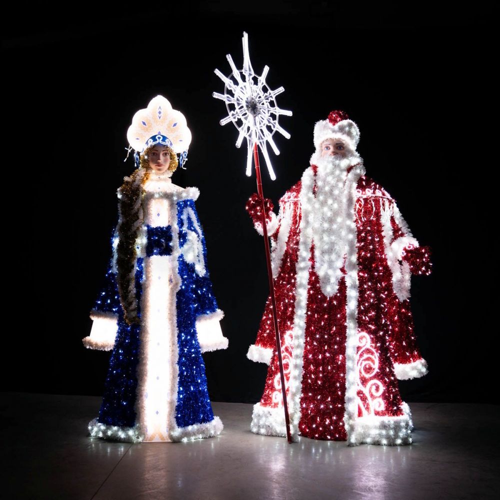 уличные светящиеся фигуры "Дед Мороз и Снегурочка"