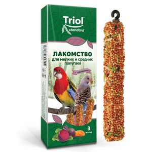 Лакомство для мелких и средних попугаев с овощами (уп. 3 шт), 80г, Triol Standard